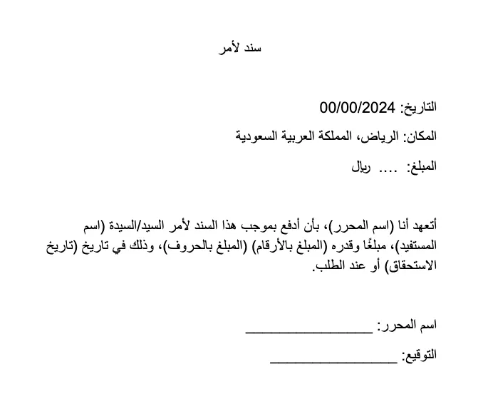 نموذج سند لأمر 